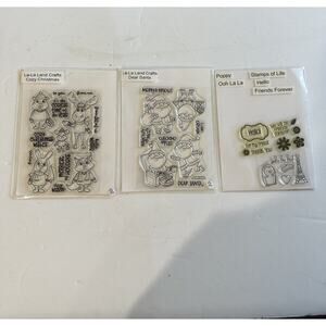 La La Land Crafts Clear Stamps Lot Of 3 Sheets Cozy Christmas Santa Oh La La